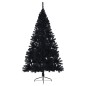 Meia árvore de Natal artificial com suporte 180 cm PVC preto