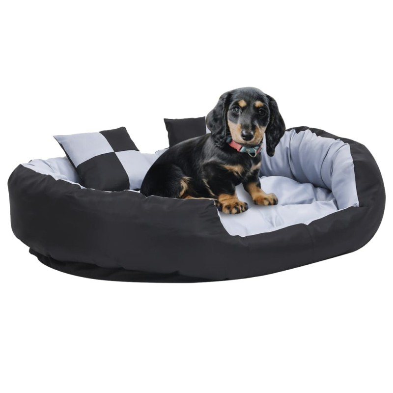 Almofadão p/ cães reversível e lavável 110x80x23 cm cinza/preto-Ninhos para cães-Home Retail