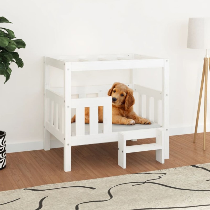 Cama para cães 75,5x63,5x70 cm madeira de pinho maciça branco-Ninhos para cães-Home Retail