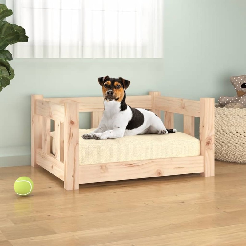 Cama para cães 55,5x45,5x28 cm madeira de pinho maciça-Ninhos para cães-Home Retail