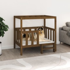 Cama para cães 105,5x83,5x100 cm pinho maciço castanho mel