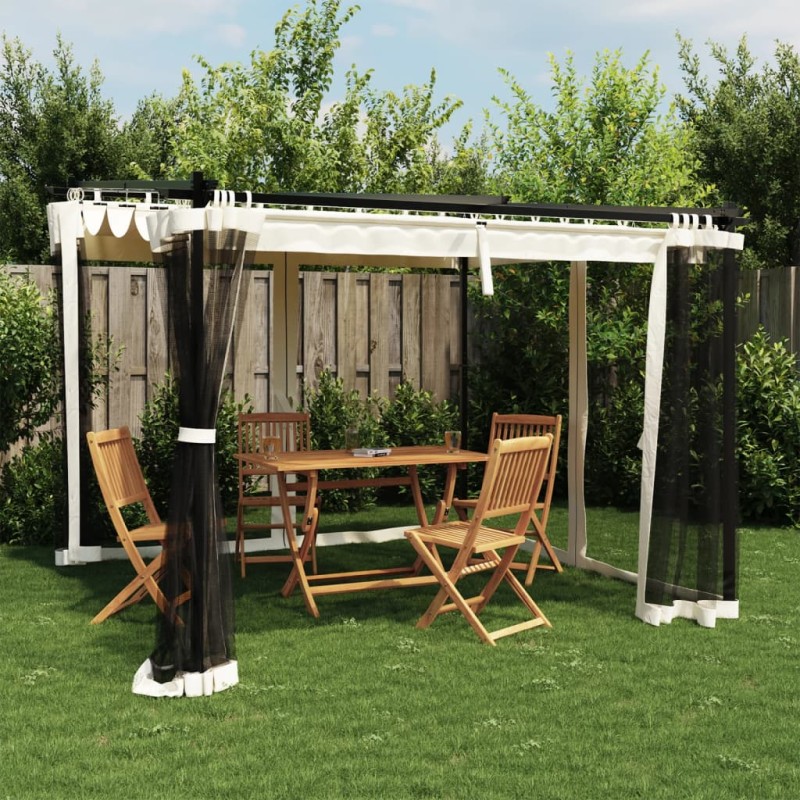 Gazebo com paredes de malha 3x3 m aço creme-Toldos e gazebos-Home Retail