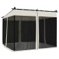 Gazebo com paredes de malha 3x3 m aço creme