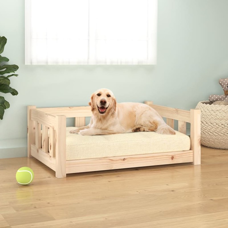 Cama para cães 75,5x55,5x28 cm madeira de pinho maciça-Ninhos para cães-Home Retail