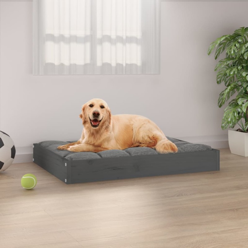 Cama para cães 71,5x54x9 cm madeira de pinho maciça cinza-Ninhos para cães-Home Retail