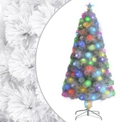 Árvore Natal artificial pré-iluminada 120 cm fibra ótica branco