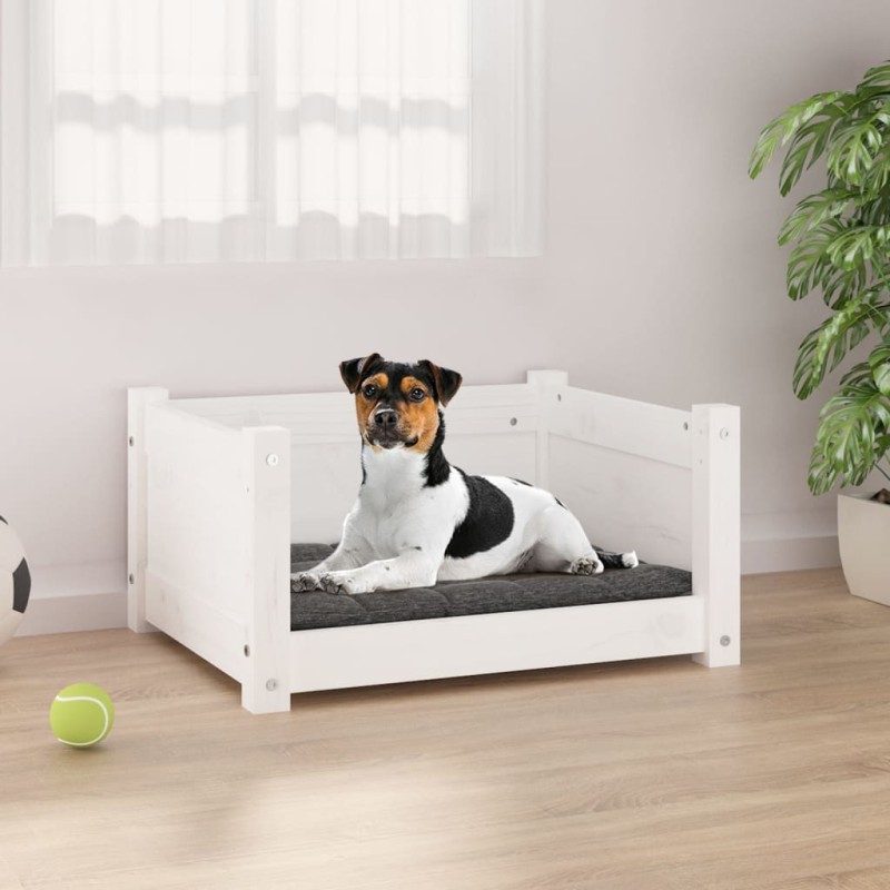 Cama para cães 55,5x45,5x28 cm madeira de pinho maciça branco-Ninhos para cães-Home Retail