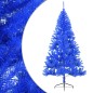 Meia árvore de Natal artificial com suporte 210 cm PVC azul