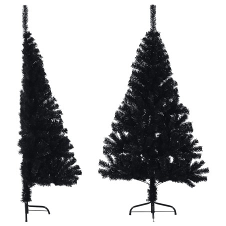 Meia árvore de Natal artificial com suporte 150 cm PVC preto