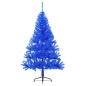 Meia árvore de Natal artificial com suporte 150 cm PVC azul