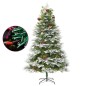 Árvore de Natal com pinhas pré-iluminada 195 cm PVC e PE verde