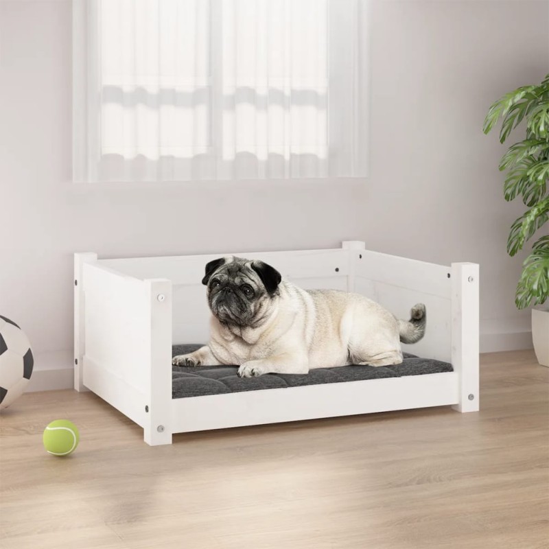 Cama para cães 65,5x50,5x28 cm madeira de pinho maciça branco-Ninhos para cães-Home Retail