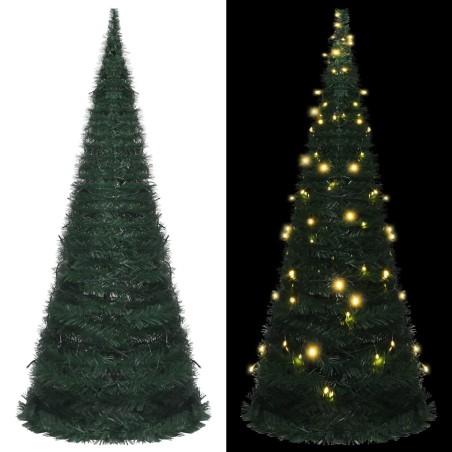 Árvore Natal pop-up artificial pré-iluminada 210 cm verde