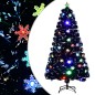 Árvore de Natal com flocos de neve LED 120 cm fibra ótica preto