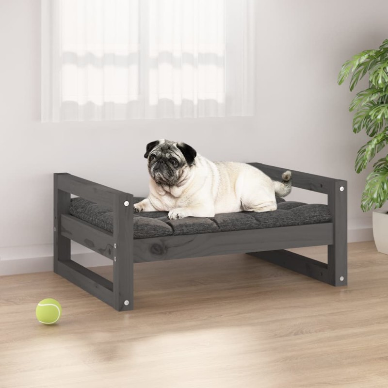 Cama para cães 65,5x50,5x28 cm madeira de pinho maciça cinzento-Ninhos para cães-Home Retail