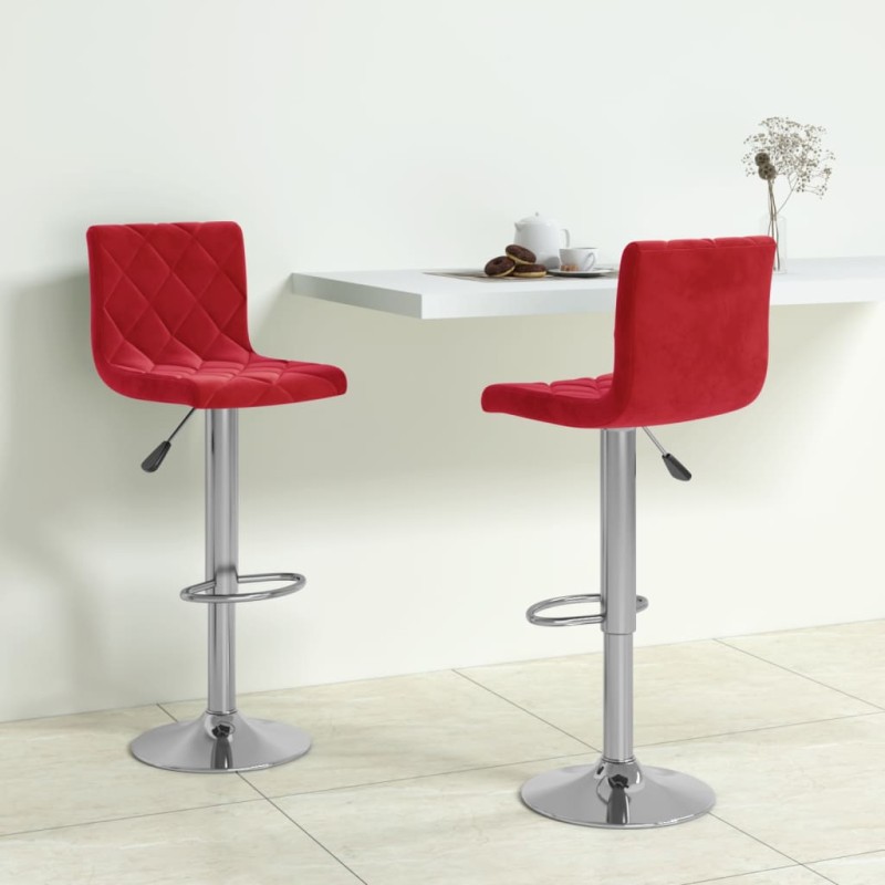 Bancos de bar 2 pcs veludo vermelho tinto-Bancos de bar-Home Retail