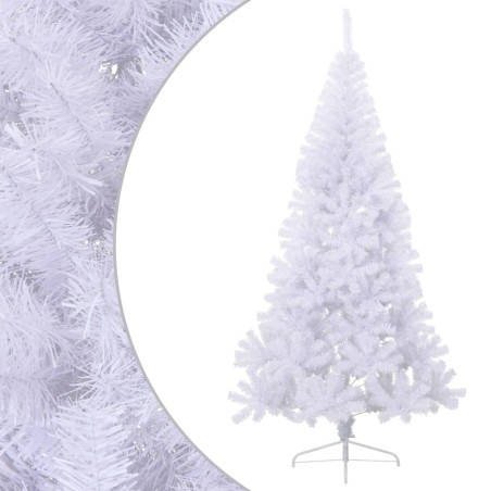 Meia árvore de Natal artificial com suporte 240 cm PVC branco