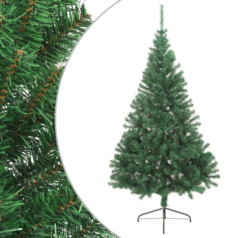 Meia árvore de Natal artificial com suporte 240 cm PVC verde-Árvores de Natal-Home Retail