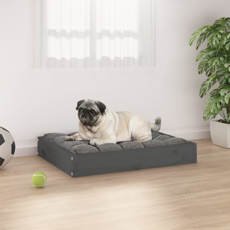 Cama para cães 61,5x49x9 cm madeira de pinho maciça cinza-Ninhos para cães-Home Retail