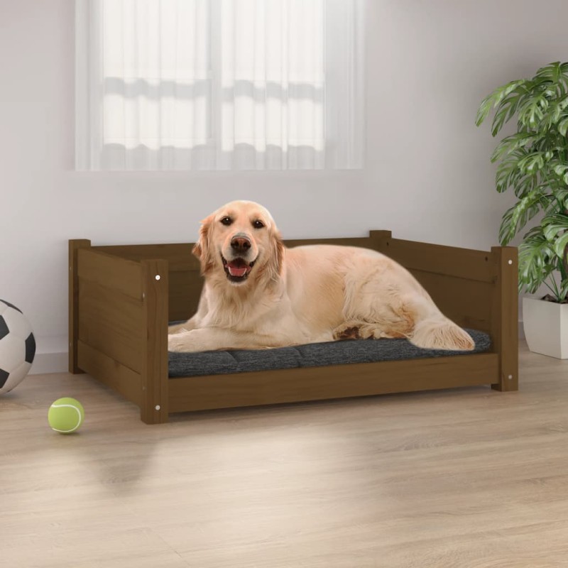 Cama p/ cães 75,5x55,5x28 cm madeira pinho maciça castanho mel-Ninhos para cães-Home Retail