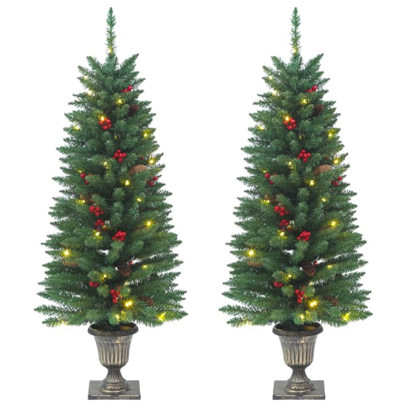 Árvores de Natal artificiais 2 pcs 100 luzes LED 120 cm verde-Árvores de Natal-Home Retail