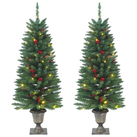 Árvores de Natal artificiais 2 pcs 100 luzes LED 120 cm verde