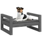 Cama para cães 55,5x45,5x28 cm madeira de pinho maciça cinzento