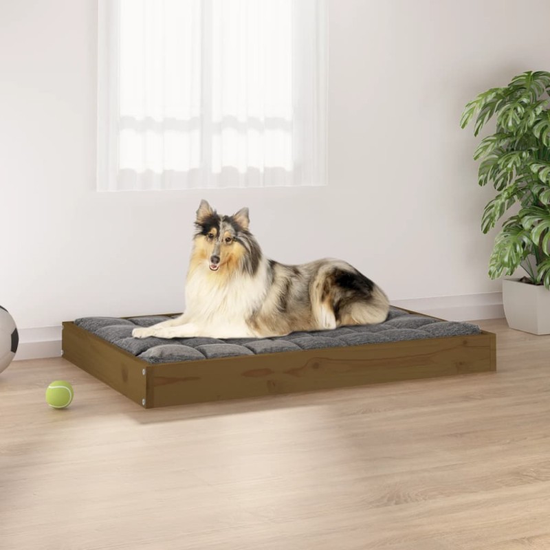 Cama para cães 91,5x64x9 cm pinho maciço castanho mel-Ninhos para cães-Home Retail