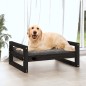 Cama para cães 75,5x55,5x28 cm madeira de pinho maciça preto