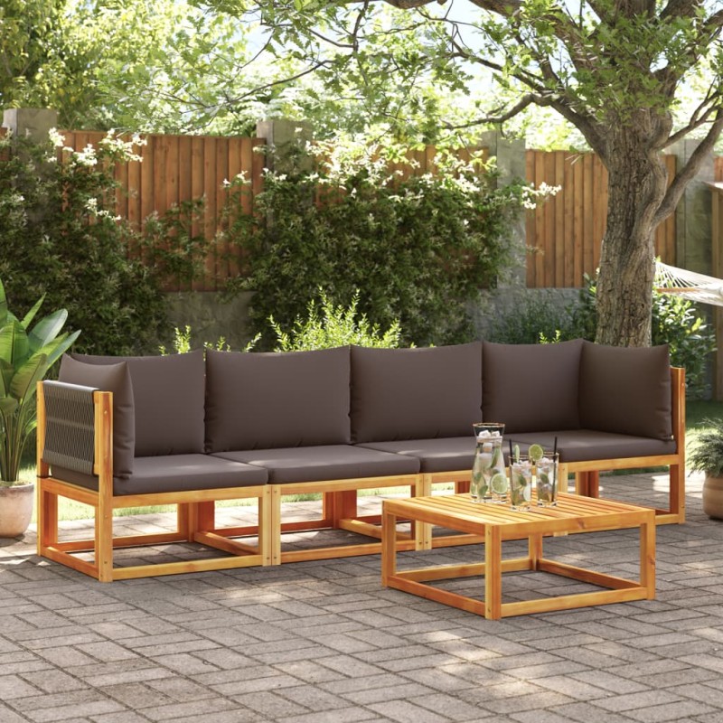 4 pcs conjunto de sofás de jardim com almofadões acácia maciça-Sofás para exterior-Home Retail