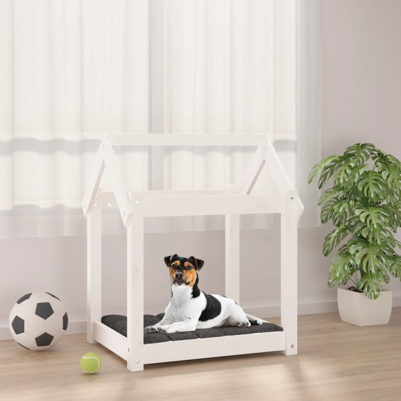 Cama para cães 61 x 50 x 70 cm madeira de pinho maciça branco-Ninhos para cães-Home Retail