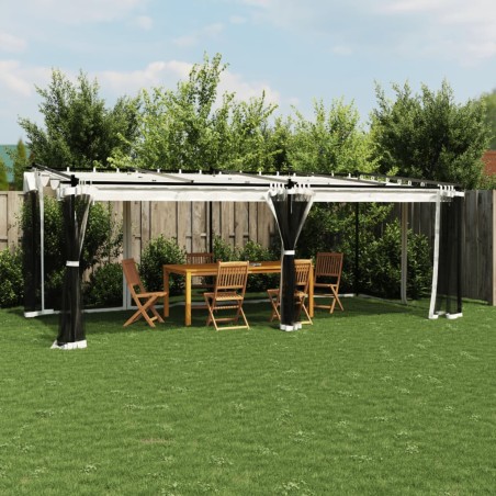 Gazebo com paredes de malha 6x3 m aço creme