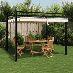 Gazebo de jardim com teto retrátil 3x3 m alumínio creme