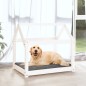 Cama para cães 81x60x70 cm madeira de pinho maciça branco