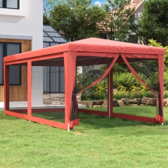 Tenda p/ festas c/ 6 paredes laterais rede 3x6 m PEAD vermelho