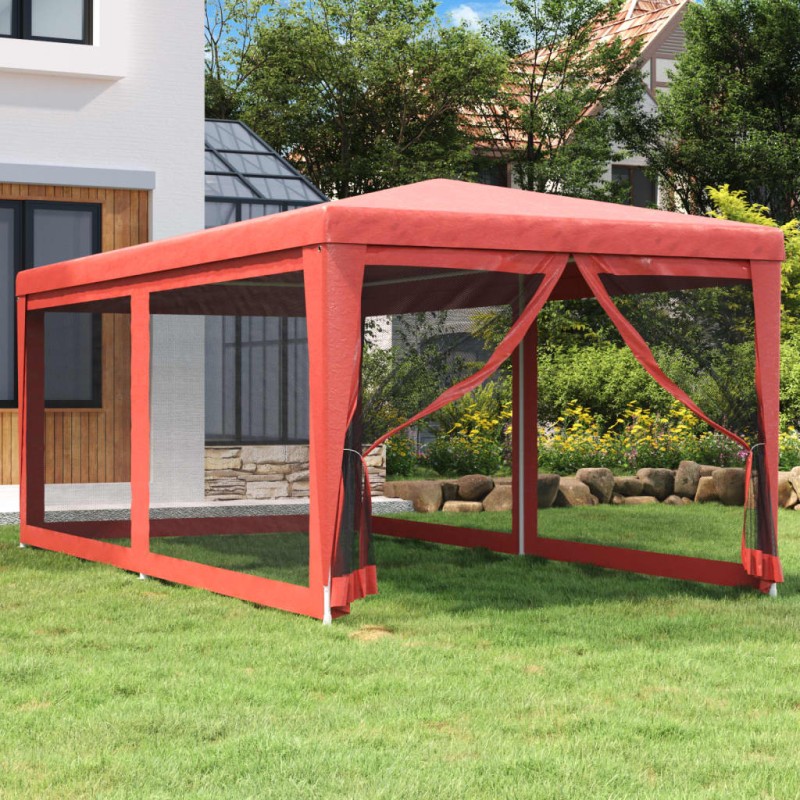 Tenda p/ festas c/ 6 paredes laterais rede 3x6 m PEAD vermelho-Toldos e gazebos-Home Retail