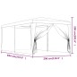 Tenda p/ festas c/ 6 paredes laterais rede 3x6 m PEAD vermelho