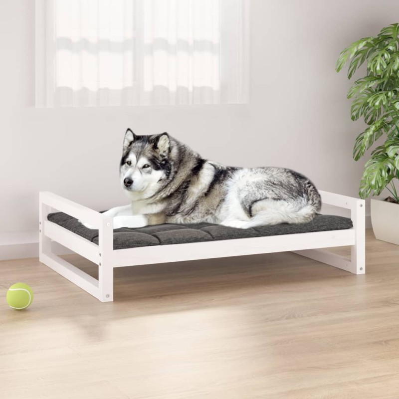 Cama para cães 105,5x75,5x28 cm madeira de pinho maciça branco-Ninhos para cães-Home Retail