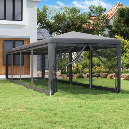 Tenda festas c/ 10 paredes laterais rede 3x12 m PEAD antracite