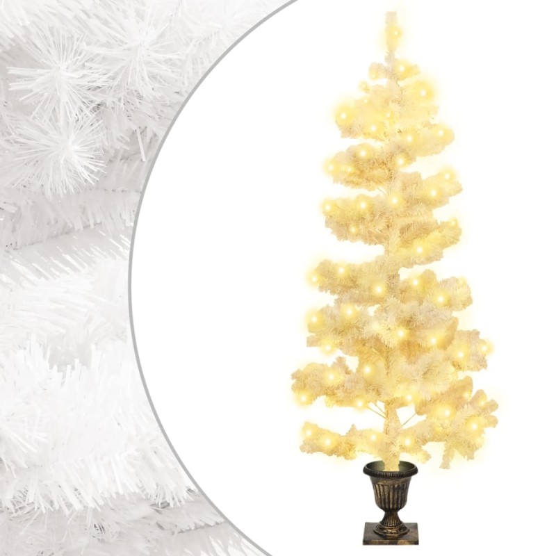 Árvore de Natal rotativa pré-iluminada + vaso PVC 120 cm branco-Árvores de Natal-Home Retail