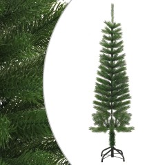 Árvore de Natal artificial fina com suporte PE 150 cm