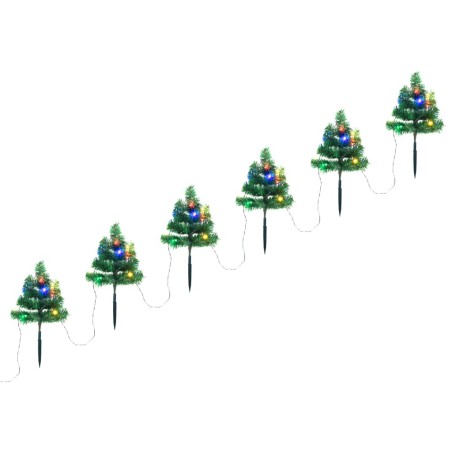 Árvores de Natal de caminho 6 pcs 45 cm PVC luzes LED multicor