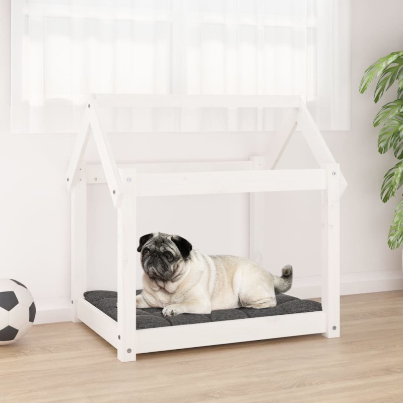 Cama para cães 71x55x70 cm madeira de pinho maciça branco-Ninhos para cães-Home Retail