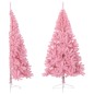 Meia árvore de Natal artificial com suporte 210 cm PVC rosa