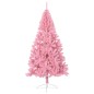 Meia árvore de Natal artificial com suporte 210 cm PVC rosa