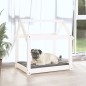 Cama para cães 71x55x70 cm madeira de pinho maciça branco