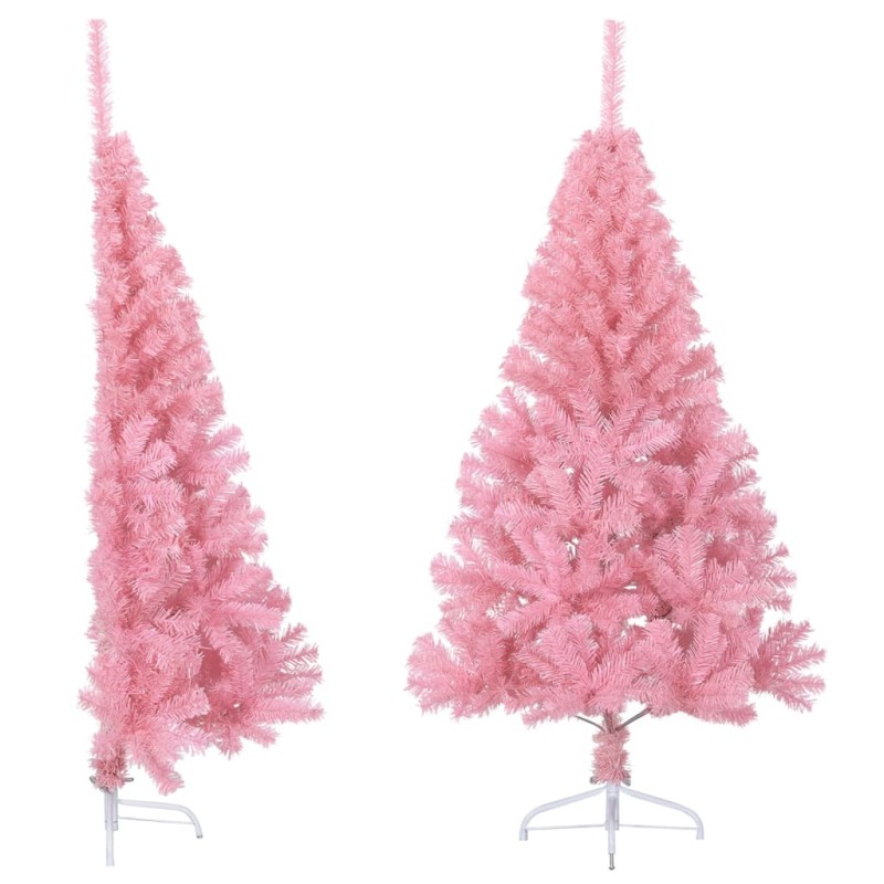 Meia árvore de Natal artificial com suporte 150 cm PVC rosa-Árvores de Natal-Home Retail