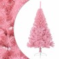 Meia árvore de Natal artificial com suporte 150 cm PVC rosa