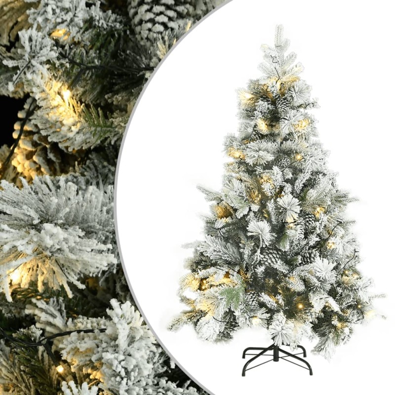 Árvore de Natal pré-iluminada c/ flocos neve e pinhas PVC/PE-Árvores de Natal-Home Retail