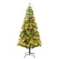 Árvore de Natal com pinhas pré-iluminada 225 cm PVC e PE verde